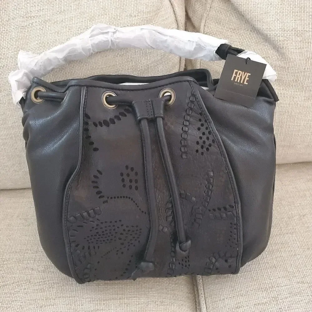 Frye Vivian Leather Bucket Bag in Black - NEW